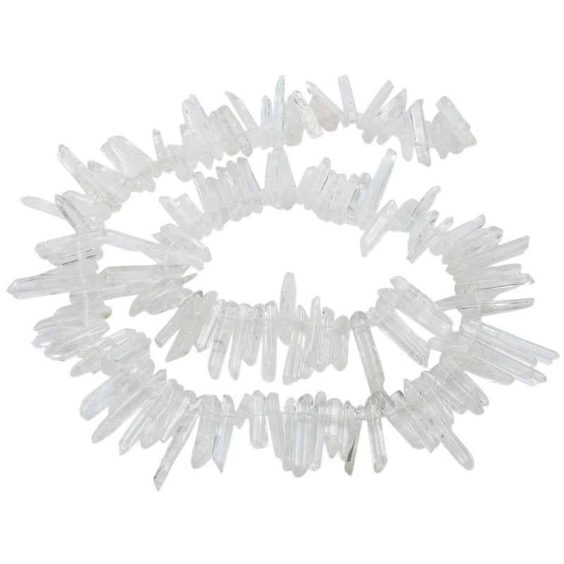 SUNYIK Natural Rock Quartz Crystal Points Quartz Polished Sticks Spikes Point Beads 15 inches Strand Drilled - Image 2